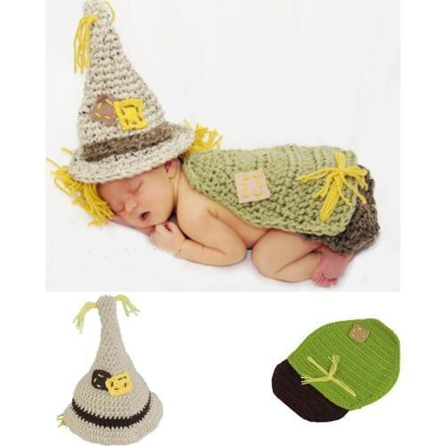 Scarecrow Design Baby Boy Girls Crochet Knit Costume Newborn Photography Props Infant Shower Gift Clothes Kids Halloween Costume