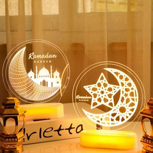 EID Mubarak Acrylic Ornaments Night light Ramadan Decoration Islam Muslim Party Decor Eid Al Adha Ramadan And Eid Ramadan Kareem
