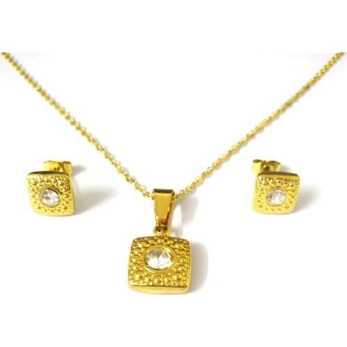 FairLadyHood 2018 Fashion Brand Square Geometry Jewelry Sets Pandent Necklace Stud Earrings CZ Jewelry Set For Women Jewelry Set