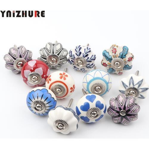 1pc Ceramic Door Drawer Handles Pumpkins Knobs Europe Ceramic Cabinet Cupboard Handles Pull Drawer Dresser Knobs pulls