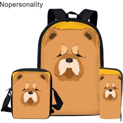Nopersonality Lovely Chow Chow Elementary Student School Bag Set Teenager Girl Shoulder Backpack Girl Boy Bookbags Satchel