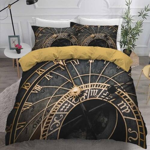 Retro clock Bedding Set Duvet Cover for Adults Bed Set 3D Quilt Pocket watch Comfortable Bedclothes King Size Nordic Bed Linens