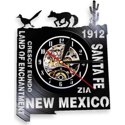 Land of Enchantment USA Home State New Mexico Wall Clock Modern Design Vinyl Record Clock 3D Art Wall Decor Travel Gifts