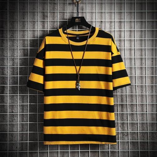 Hot Sale 2020 New Fashion Brand Mens Short Sleeve T Shirt Summer Striped T Shirt Men Slim Fit O Neck Mens Casual Tee Shirt 5XL