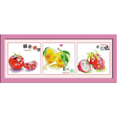 Fruits'love cross stitch kit count printed aida 18ct 14ct 11ct black hand embroidery DIY handmade needlework supplies bag