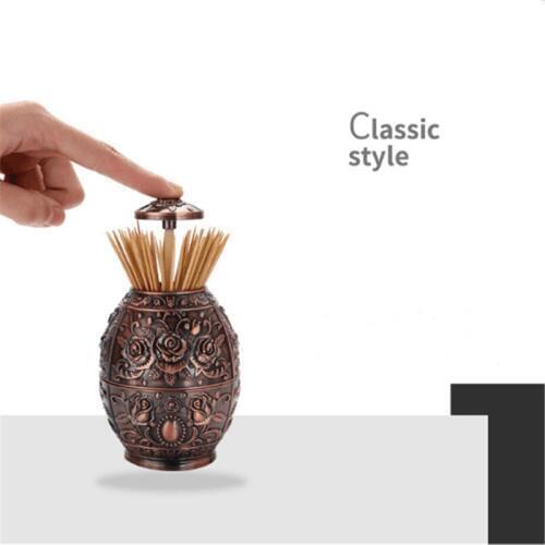 Push Style Retro Metal Automatic Toothpick Holder Case Can Box Container for Home Restaurant Café Club Bar Hotel Usage