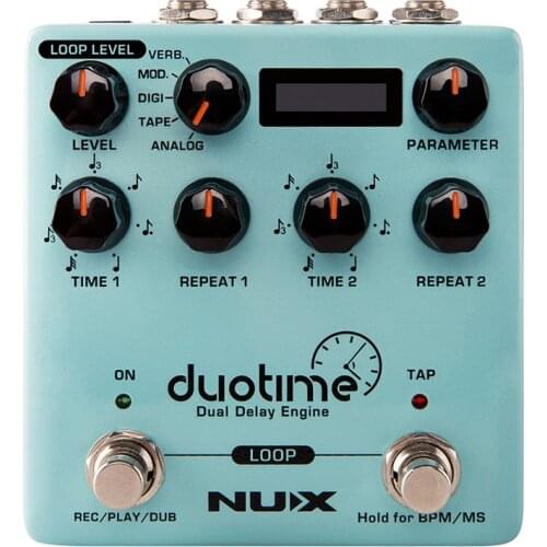 NUX Duotime Dual Delay Engine Pedal Guitar Stereo Delay with Analog Delay Tape Echo Digital Modulation Verb Delay Guitar Effects