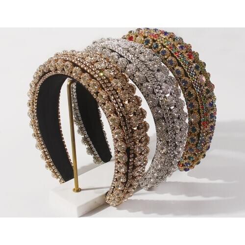 Luxury ZA Rhinestone Hairbands for Women Shinny Padded HeadBands Bridal Party Wedding Headdress Hair Jewelry Birthday Gifts