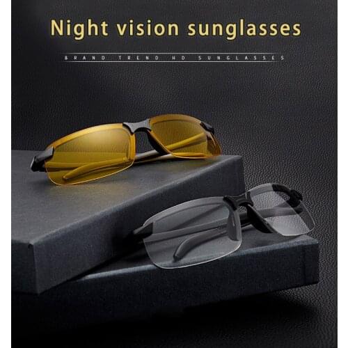 Metal Photochromic Sunglasses Day Night Vision Glasses Men Polarized Driving Chameleon Glasses Male Change Color Sun Glasses