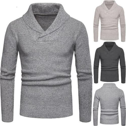 2020 Fall and winter mens solid tops fashion V-neck knitted sweater retro plus size Pullover sweater mens jacket coat