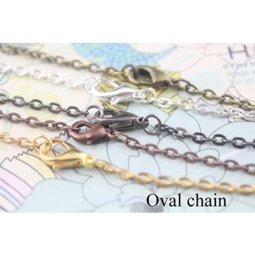 50pcs Multi-color Necklaces -2*3mm Oval Rolo Chain Necklace For Women&Men DIY Necklace Accessories Making