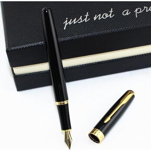 1pcs black metal fountain Pen School Office supplies luxury Student writing pens gift for customer colleague teacher