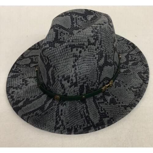 Casual Winter Autumn Snake skin Imitation Woolen Women Men Ladies Fedoras Top Jazz Hat European American Round Caps Bowler Hats