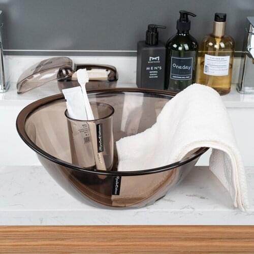 Clear Plastic Wash Basin Household Washing Tub Home Oval Dish Wash Basin for Face Cleansing Blue Grey Red