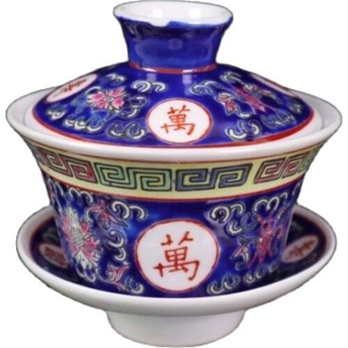 Early collection of antique blue pastel boundless pattern covered bowl family decorative ornaments