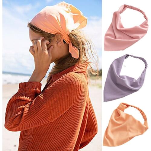Ruoshui 2021 8 Colors New Trangle Style Hair Scarf Woman Solid Headband Trendy Hair Accessories Headwrap Head Scarves Headwear