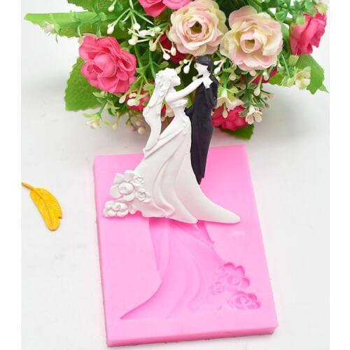 Bride Groom&boy Girl Dance Silicone Mold for Fondant Cake Decor Tool Chocolate Pastry Mould Wedding Form Baking Man and Woman