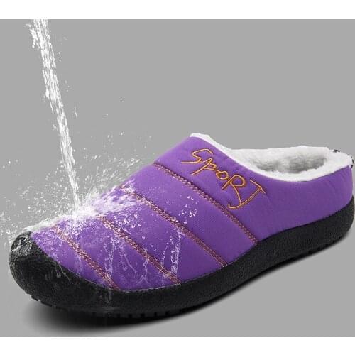 Women Winter Slippers Indoor Plush Shoes Non-Slip Warm Home Slippers Unisex Winter House Slippers Big Size 36-48 Fur Flats Lady