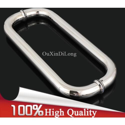 Top Designed 2PCS 304 Stainless Steel Frameless Shower Bathroom Glass Door Handles Pull / Push Handles Glass Mount Chrome