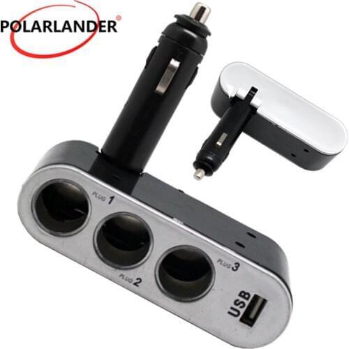 For Universal USB Car-Charger With Power Indicator 3 Port Way 12V Auto Socket Adapter Socket Plug Splitter Power Charger