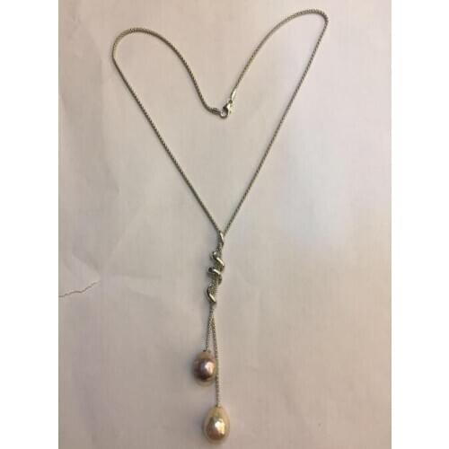 Gorgeous 14-15mm south sea gold pink pearl necklace 23inch 925s KKK