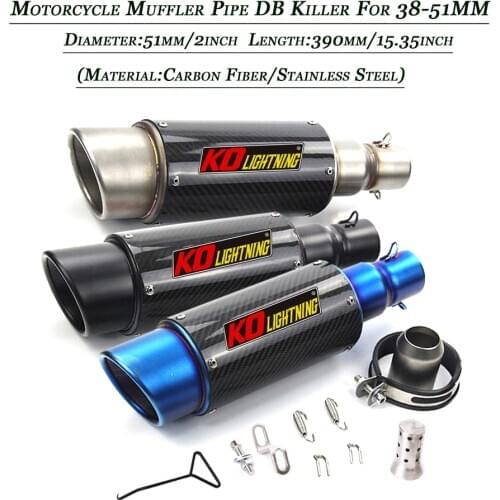 Motorcycle Exhaust Muffler Pipe Dirt Bike ATV Escape Removable DB Killer Exhaust Silencer Tip Stainless Carbon Fiber For 38-51mm