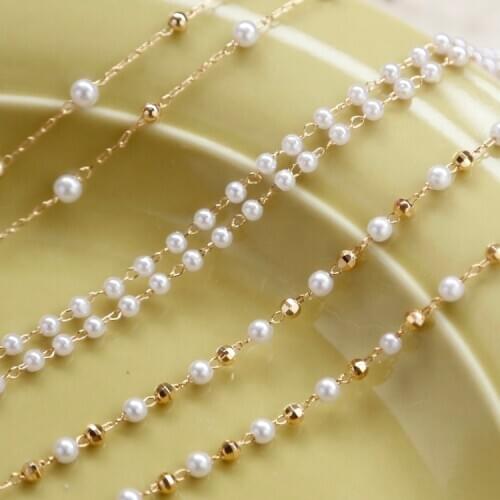 High Quality Gold Plating Maintains Color Pearl Chain Collection a 50 Cm DIY Earrings Accessories