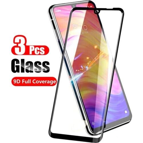 3-Pack Full Tempered Glass For Xiaomi Redmi Note 7 Note7 Pro Screen Protector for Xiaomi Redmi Note 7 9D Protective Glass Black