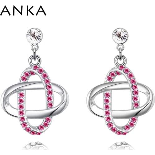 ANKA simple geometry micro paved crystal stud earring for women cute fashion accessories jewelry crystal from Austrian #26455