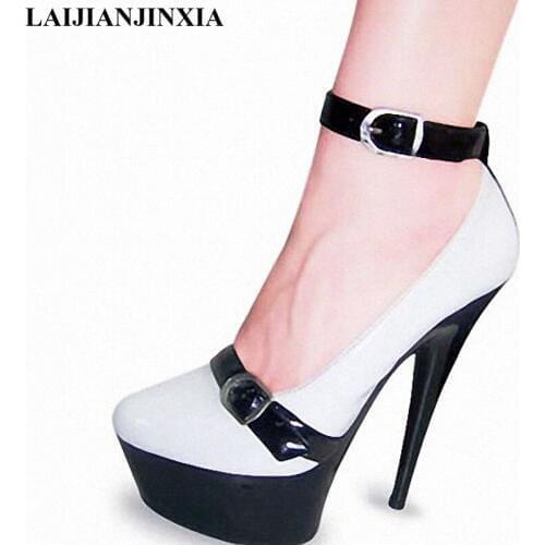 LAIJIANJINXIA Autumn Sexy Straps Ultra High Heels Women Dance Pumps Shoes Night Party 15cm High Heels Pumps Dance Shoes
