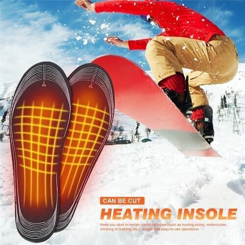 1 Pair USB Heated Shoe Insoles Feet Warmer Sock Pad Mat Electric Foot Warming Pad Outdoor Sports Heating Insoles Winter Warm