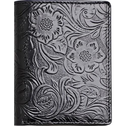 1 Pcs 8 Card Slots Bag Embossed Pattern Real Leather Credit Card ID Card Holder Bags Short Wallet Portable Small Coin Purse