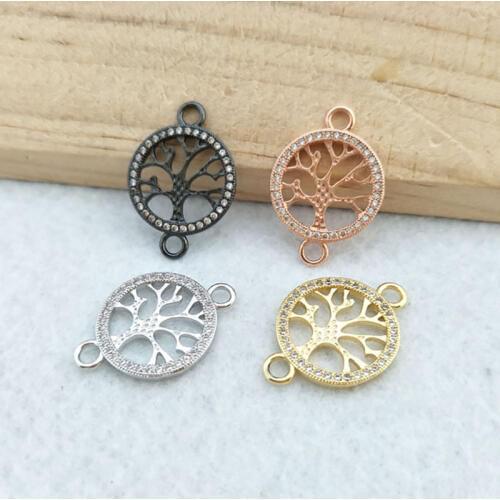 10 Pieces CZ zircon Micro Pave TREE Connector,Double Bails Beads Charm,for DIY Bracelets Jewelry Finding CT360