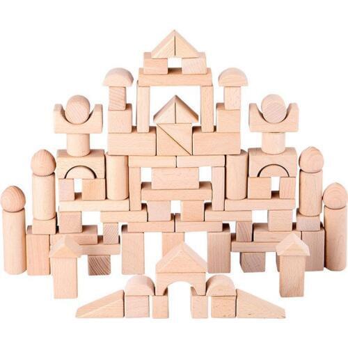 100 Pcs/set Baby Brain Development Wooden Tower Building Blocks Kids Early Leaning Educational Toys Gifts for Children J01301