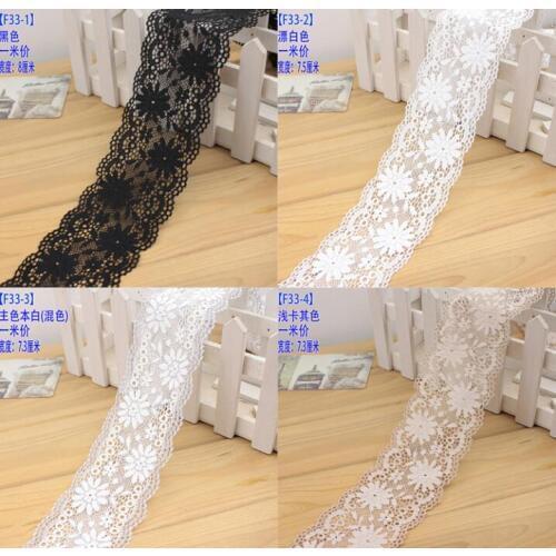 3 Meters high quality stretch elastic lace ribbon costume black white Ribbon lace trimmings for sewing accessories 7.3cm
