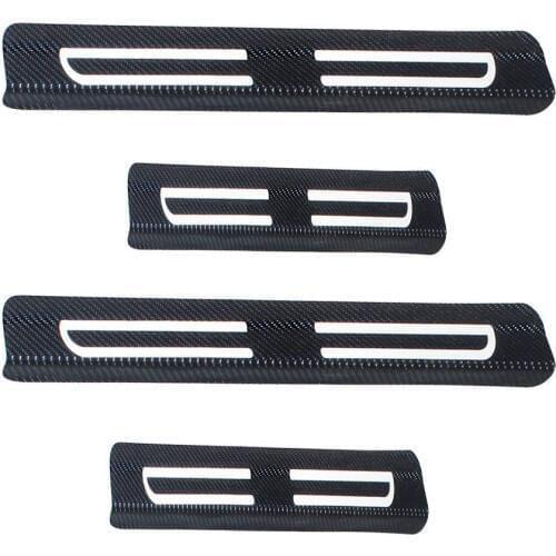 Car Decorative Door Sill Scuff Welcome Pedal Threshold 4D Carbon Fiber Protect Stickers For Mazda Honda Audi 4pcs Car Styling