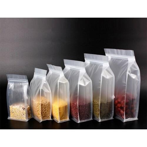 50pcs 3D Stand up Matt Plastic Ziplock Bag Frosted Translucent Coffee Snack Cookie Rice Package Bag Plastic Gift Bag