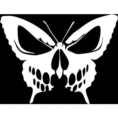 Butterfly Skull Vinyl Decal Car Sticker Die Cut Hearse Horror Rock Car Window Body Decorative Stickers Accessories Black/Silver