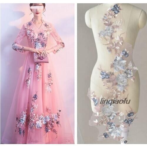 Colored lace fabric dress with lace stage embroidered applique Handmade diy jewelry fabric