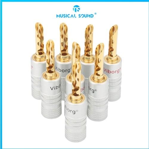 DIY BFA Serrated Banana Plug Connector Pure Copper Gold-Plated Audiophile Speaker Cable Jack Audio Cable Banana Plug