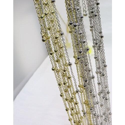 Eruifa 10pcs 45cm Tiny Dot Chain with 6cm Ext Chain Jewelry Link DIY Finding Necklace,2 Colors nickle free and lead free