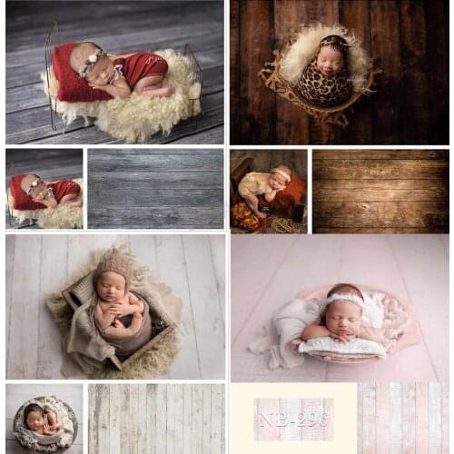 Newborn Photography Background Old Wood Floor Photo Backdrops for Children Studio Wooden Birthday Baby Shower Portrait Props