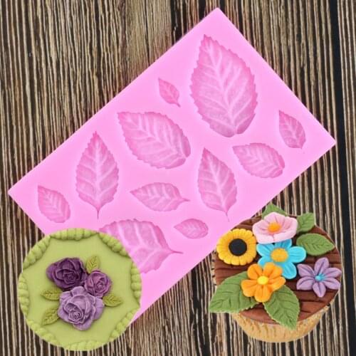 DIY Tree Leaf Press Molding Foil Mold Silicone Mold Cake Decor Fondant Cake 3D Leaves Silicone Mould