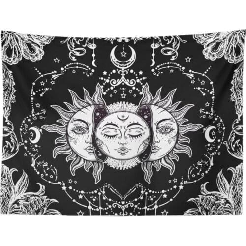 Mandala Tapestry White Black Sun And Moon Tapestry Wall Hanging Gossip Tapestries Hippie Wall Rugs Dorm Decor Blanket
