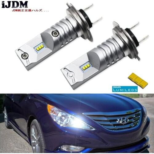 IJDM 6000K Powered By Luxen LED H7 LED Bulbs For Hyundai Genesis Sonata Veloster Accent on High Beam Daytime Running Lights