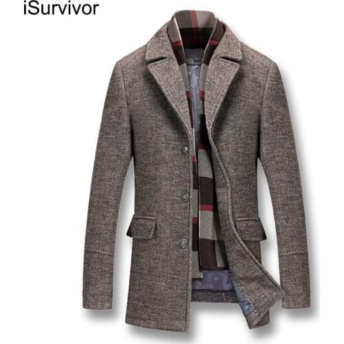 ISurvivor 2021 Men Winter Thick Cotton Wool Jackets Coats Male Casual Fashion Slim Fit Large Size Nylon Jackets Jaqueta Outwear
