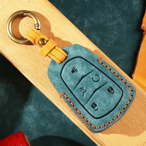 Leather Remote Key Cover Fob Case Shell For Cadillac ATS CT6 CTS DTS XT5 Escalade ESV SRX STS XTS ELR 2014 2015 2016 2017 2018