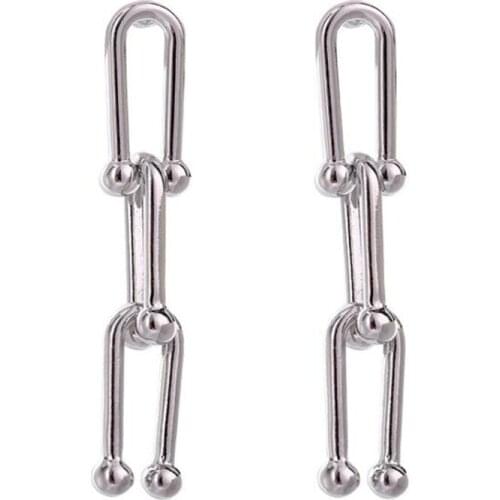 Creative Geometry Metal Chain Stud Earrings Simple Punk Earrings for Women Nightclub Jewelry Accessories