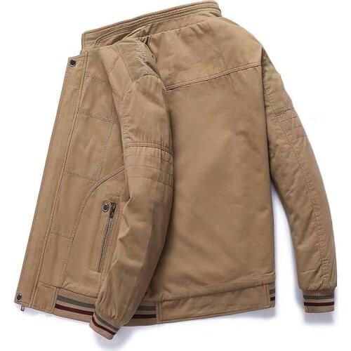 MenS 96% Cotton Spring Autumn Loose Large Jacket High Quality Jacket Middle Aged MenS Casual Plus velvet Wear Winter Clothes