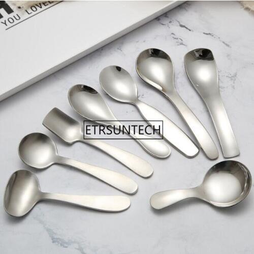 Stainless Steel Spoon Mini Coffee Tea Spoon Metal Sugar Salt Scoop Kids Ice Cream Spoon Kitchen Tableware 100pcs/lot